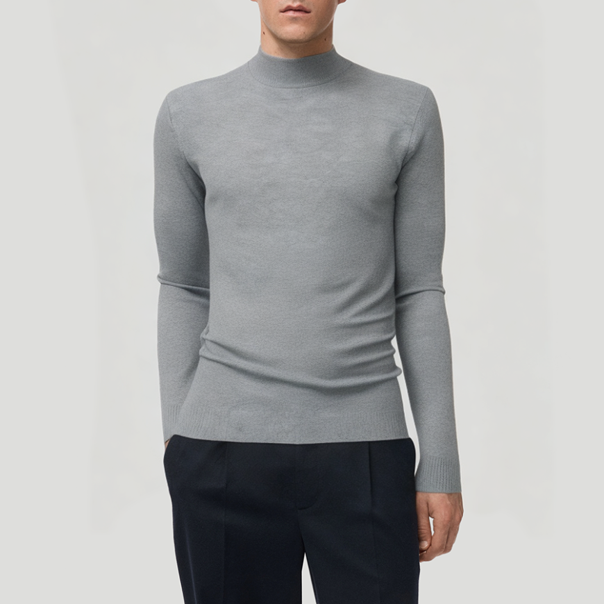 Gray minimalist men's turtleneck sweater