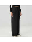 Black casual straight-leg women's fleece-lined trousers