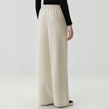 Simple and loose-fitting women's fleece-lined trousers