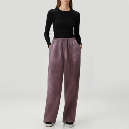 Autumn washed fleece-lined women's trousers
