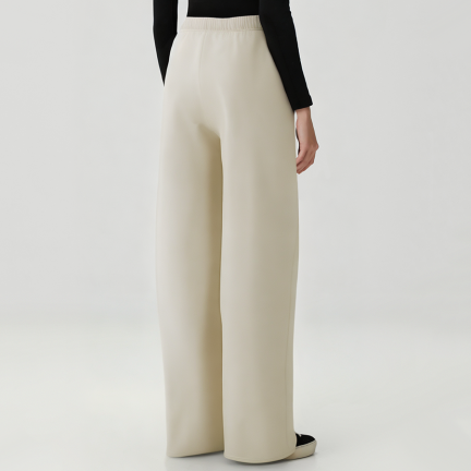 Autumn elastic waist fleece-lined women's trousers
