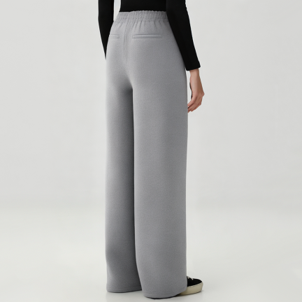 Fashionable drawstring women's fleece-lined trousers