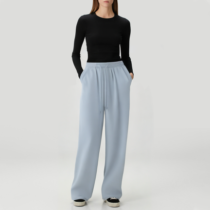 Chic high-waisted women's fleece-lined trousers