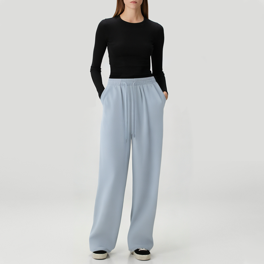 Chic high-waisted women's fleece-lined trousers