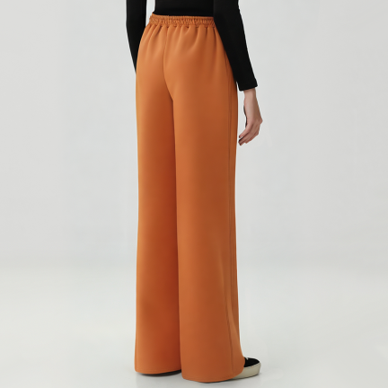 Casual high-waisted women's fleece-lined trousers