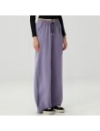 Purple elastic waist women's fleece-lined trousers