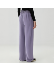 Purple elastic waist women's fleece-lined trousers