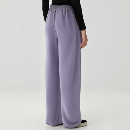 Purple elastic waist women's fleece-lined trousers