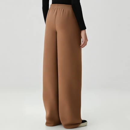 Brown soft fleece-lined women's trousers