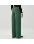 Green stretch waist straight leg women's fleece-lined trousers