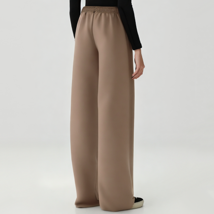 Loose-fitting drawstring fleece-lined women's trousers