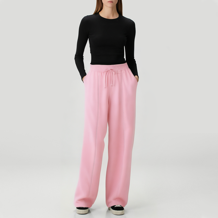High-waisted wide-leg women's fleece-lined trousers