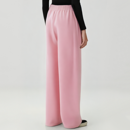 High-waisted wide-leg women's fleece-lined trousers