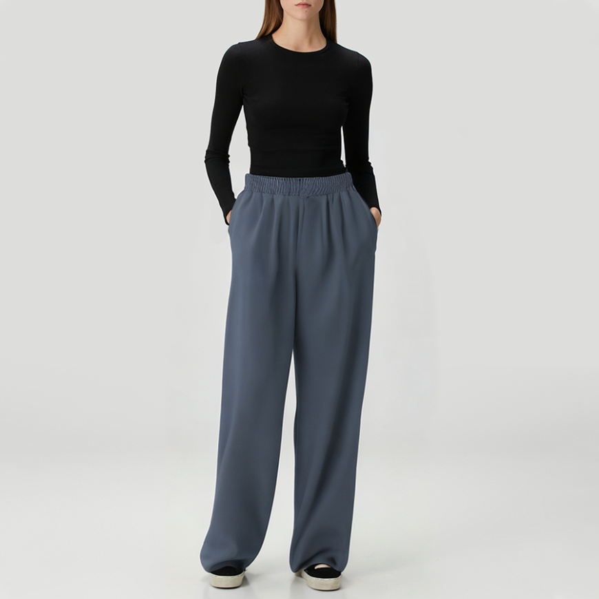 Blue stretch fleece-lined women's trousers