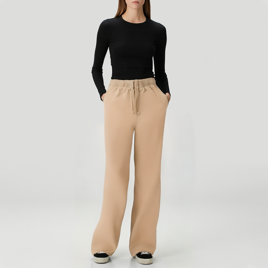 Simple and comfortable women's fleece-lined trousers