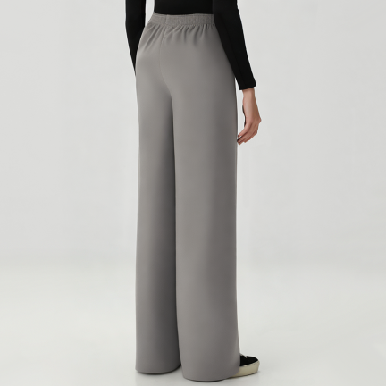 Grey casual women's fleece-lined trousers