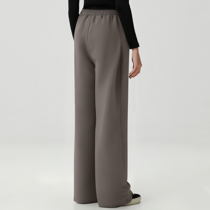 Retro loose-fitting women's fleece-lined trousers