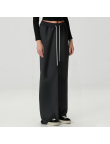 Black acid-washed women's fleece-lined trousers