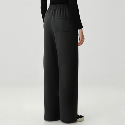 Black acid-washed women's fleece-lined trousers