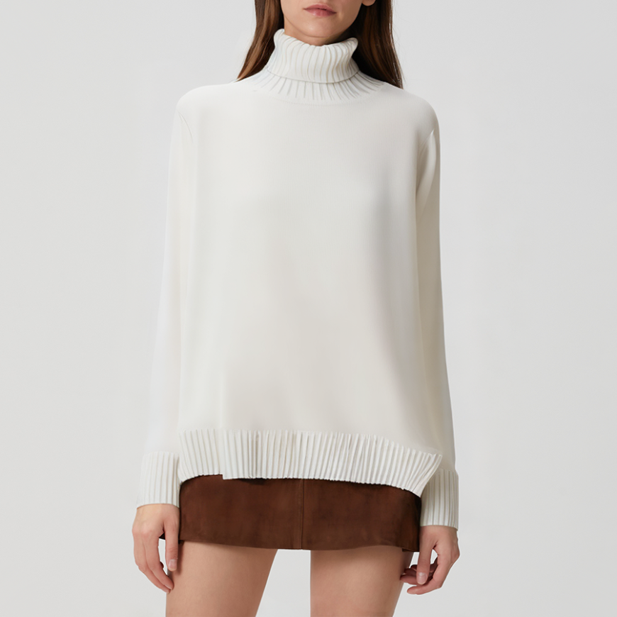 Autumn white women's turtleneck sweater