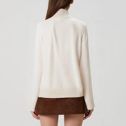 Autumn white women's turtleneck sweater