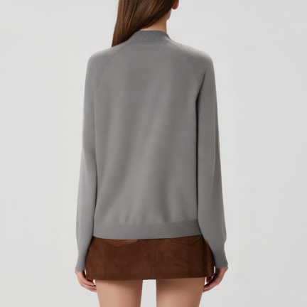 Elegant beaded neckline turtleneck sweater for women