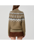 Retro print women's turtleneck sweater
