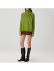 Green thickened women's turtleneck sweater