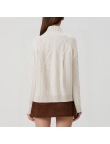 Cable knitted women's cardigan turtleneck sweater