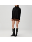 Black knitted turtleneck sweater for women