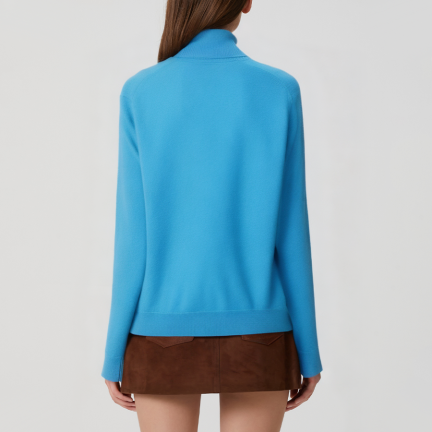 Blue loose-fitting women's turtleneck sweater