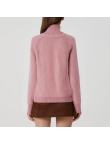 Pink double-zipper women's turtleneck sweater