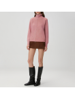 Pink double-zipper women's turtleneck sweater