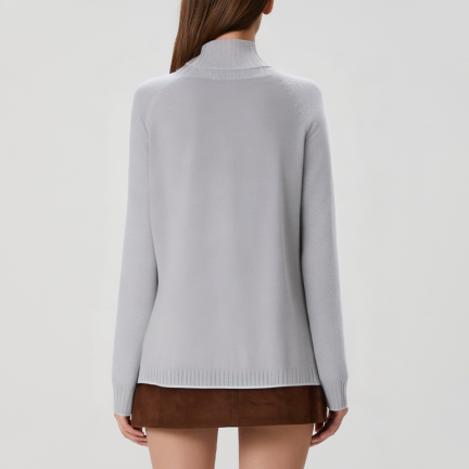 Gray casual loose-fitting women's turtleneck sweater