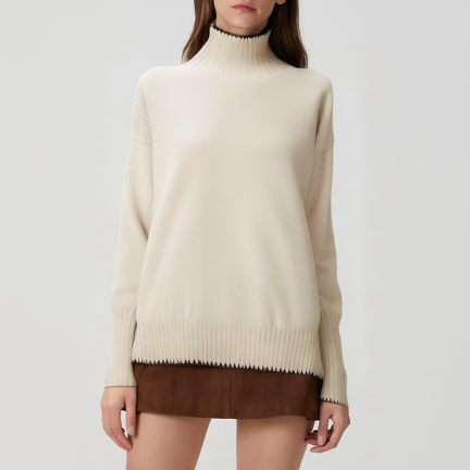 Thick knitted loose-fitting women's turtleneck sweater