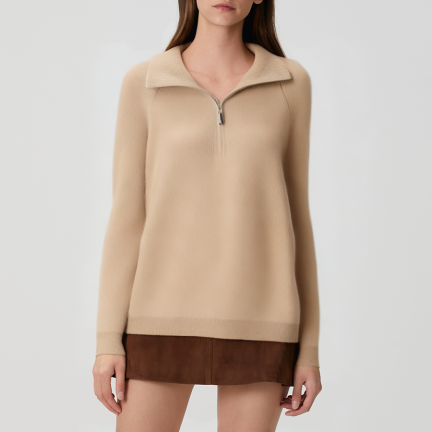 Simple ribbed knit turtleneck sweater for women