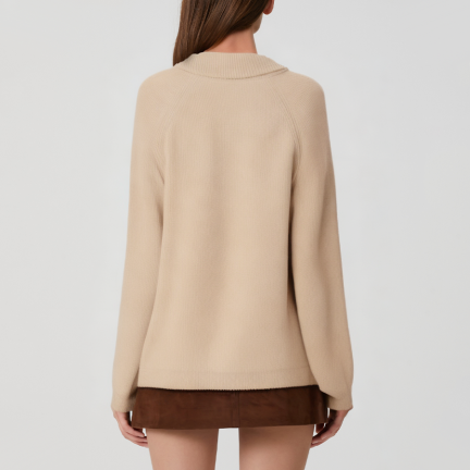 Simple ribbed knit turtleneck sweater for women