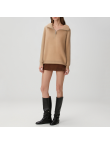 Simple ribbed knit turtleneck sweater for women