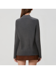 Classic grey knit turtleneck sweater for women
