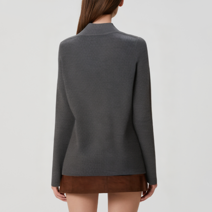 Classic grey knit turtleneck sweater for women