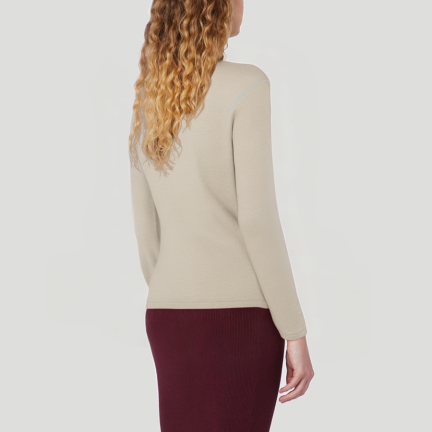 Stand collar wool long-sleeved thermal top for women