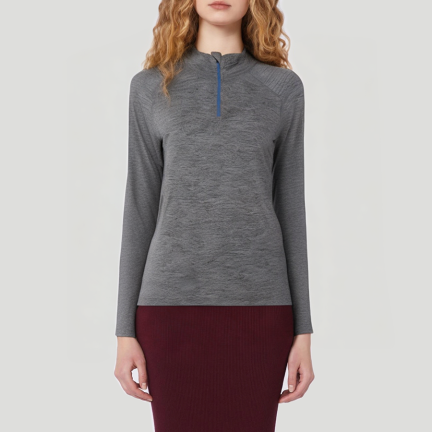 Women's stand-up collar zip-up thermal top