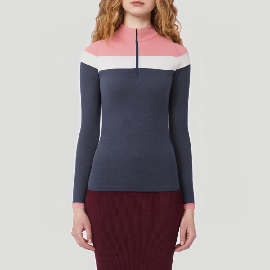 Color-blocked stretch women's thermal top