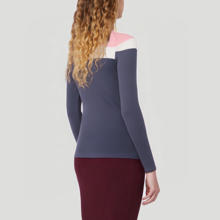 Color-blocked stretch women's thermal top