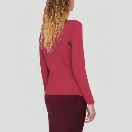 Red stand-up collar long-sleeved women's thermal top