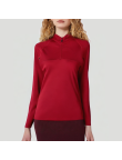 Red stand-up collar long-sleeved women's thermal top