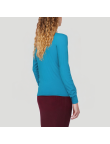 Blue round neck women's long-sleeved thermal top