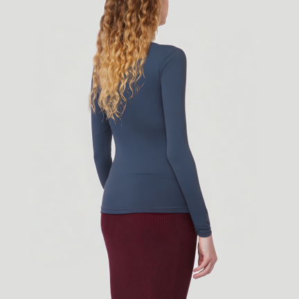 Elastic V-neck women's long-sleeved thermal top