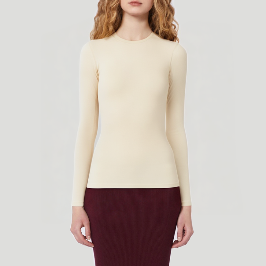 Simple round neck women's thermal top