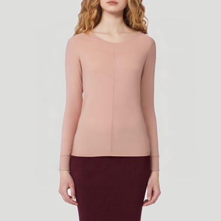 Pink loose-fitting women's long-sleeved thermal top